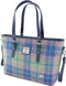 Schoudertas Spey Zacht Blauw met Roze - Groot - Ritssluiting - Harris Tweed - Glen Appin of Scotland