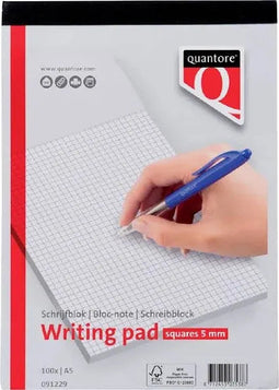 Schrijfblok Quantore A5 ruit 5mm | 5 stuks