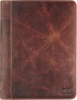 Schrijfmap Leer Brepols Maverick Dalian Mark II A4 27x34.5cm met rits donkerbruin.