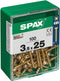 Schroefdoos SPAX Yellox Hout Platte kop 100 Onderdelen (3,5 x 25 mm)