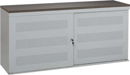 Schuifdeurkast met geperforeerde deuren breed 160CM diep 45CM hoogte 72,5CM bladkleur Licht Eiken framekleur Wit (RAL9010)