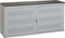 Schuifdeurkast met geperforeerde deuren breed 160CM diep 45CM hoogte 72,5CM bladkleur Halifax Eiken framekleur Aluminium (RAL9006)