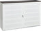 Schuifdeurkast met geperforeerde deuren breed 160CM diep 45CM hoogte 72,5CM bladkleur Lichtgrijs framekleur Wit (RAL9010)