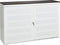 Schuifdeurkast met geperforeerde deuren breed 160CM diep 45CM hoogte 72,5CM bladkleur Robson Eiken framekleur Aluminium (RAL9006)