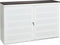 Schuifdeurkast met geperforeerde deuren breed 166CM diep 40CM hoogte 100CM bladkleur Havanna framekleur Wit (RAL9010)