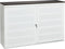 Schuifdeurkast met geperforeerde deuren breed 166CM diep 40CM hoogte 100CM bladkleur Havanna framekleur Aluminium (RAL9006)
