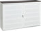 Schuifdeurkast met geperforeerde deuren breed 166CM diep 40CM hoogte 100CM bladkleur Logan eiken framekleur Aluminium (RAL9006)
