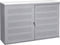 Schuifdeurkast met geperforeerde deuren breed 166CM diep 40CM hoogte 100CM bladkleur Logan eiken framekleur Aluminium (RAL9006)