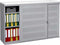 Schuifdeurkast met geperforeerde deuren breed 166CM diep 40CM hoogte 100CM bladkleur Ahorn framekleur Wit (RAL9010)