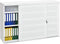 Schuifdeurkast met geperforeerde deuren breed 166CM diep 40CM hoogte 100CM bladkleur Logan eiken framekleur Wit (RAL9010)