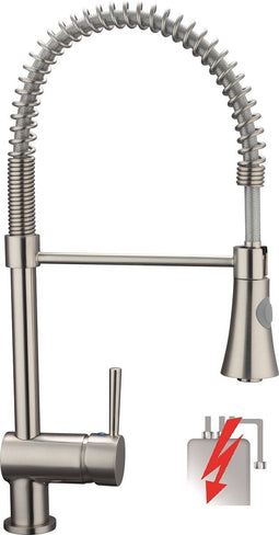 SCHÜTTE Cornwall Design Keukenkraan voor Waterverwarmer met vrije Uitloop - lage Druk - Mengkraan - Draaibare Uitloop met Spiraalveer - RVS-look