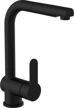 SCHÜTTE London Design Keukenkraan voor Waterverwarmer met vrije Uitloop - lage Druk - Mengkraan - Hoge, Draaibare en Uittrekbare Uitloop - Zijdelingse Greep - Mat Zwart