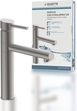 SCHÜTTE Massive Design Keukenkraan - Mengkraan - Hoge, Draaibare Uitloop - Zijdelingse Greep - Massief RVS