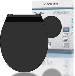 SCHÜTTE WC-Bril 82710 SLIM BLACK - Duroplast - Super Dun - Soft Close - Afklikbaar - RVS-Scharnieren - Belastbaar tot 175 kg - Gelakt - Zwart Mat