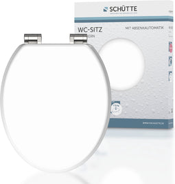 SCHÜTTE WC-Bril 84100 WHITE - MDF-Hout - Soft Close - Verchroomde Scharnieren - Belastbaar tot 175 kg - Gelakt - Wit