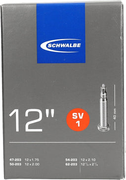 Schwalbe Binnenband DV1 - 12 inch - 47/62-203 - 40 mm - Frans / Presta / Sclaverand - Butyl rubber - Zwart