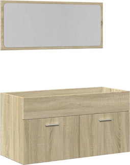 vidaXL - 2-delige - Badkamermeubelset - bewerkt - hout - sonoma - eikenkleurig