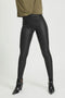 Object Objbelle MW Coated Leggings - Dames Legging met knipbare lengte - Zwart