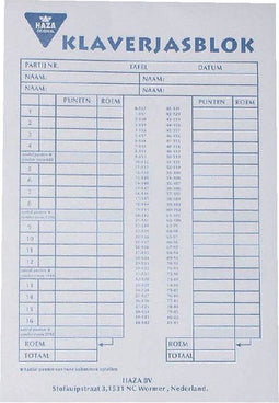 Scoreblok Klaverjas 50vel | 5 stuks