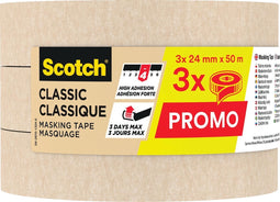 Scotch classic afplaktape | ft 24 mm x 50 m | pak van 3 stuks