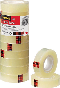 Scotch® General Purpose Tape, Transparant, Toren, 15 mm x 33 m, 10 Rollen/Toren