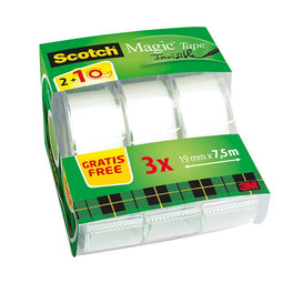 Scotch - Magic onzichtbaar plakband, 2 rollen, 19 mm x 7,5 m + 1 Gratis plakbandhouder