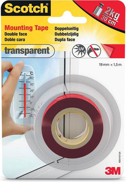 Scotch® Montagetape, transparant, 19 mm x 1.5 m