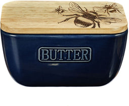 Scottish Made Botervloot Blauw - Bij - Eikenhouten Deksel
