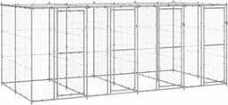 vidaXL - Hondenkennel - met - dak - 9,68 - m² - gegalvaniseerd - staal