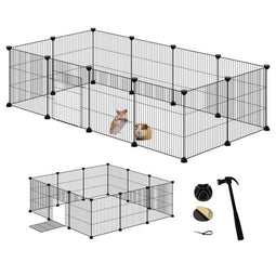 Eugad Modulaire Omheining voor Kleine Huisdieren Zwart 142 x 72 x 36 cm