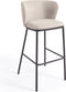 Kave Home Ciselia - Kruk - Chenille stof zwart staal - Beige (1 stuk)