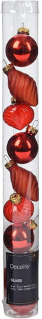 Kerstbal glas d3 cm kerstrood 9st I