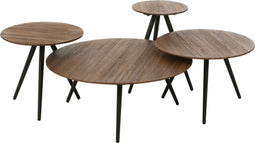 J-Line tafel Rond - hout - naturel - set van 4