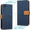 iMoshion Hoesje Geschikt voor iPhone SE (2016) / 5 / 5s Hoesje Met Pasjeshouder - iMoshion Luxe Canvas Bookcase - Donkerblauw