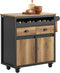 SoBuy FKW122-SCH - Keukenwagen - 2 Laden 2 Deuren Flessenhouder - Vintage Bruin 89x40x87 cm