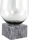 PTMD Kaya Grey glazen vaas zwarte marmeren voet hoog L