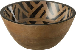 J-Line Ster Mango kom - hout - zwart/naturel - small