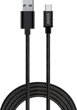 Savio CL-129 - USB A naar USB C - 2 m - Zwart