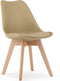 Stoel MARK - Donkerbeige, Beukenhouten Poten, Kunststof Zitting met Kunstlederen Kussen, Strak Design, Ergonomisch, Geschikt voor Keuken, Eetkamer, Kantine en Werkruimte, Max. 120 kg