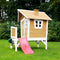 AXI Robin Speelhuis in Bruin/Wit - Met Verdieping en Rode Glijbaan - Speelhuisje voor de tuin / buiten - FSC hout - Speeltoestel voor kinderen