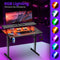 Lugia Pro Gaming Bureau - 80x50x88 cm - RGB LED Verlichting - Carbon Krasbestendig - Monitorstandaard - Zwart/blauw