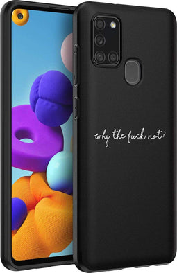 iMoshion Hoesje Geschikt voor Samsung Galaxy A21s Hoesje Siliconen - iMoshion Design hoesje - Zwart / Why The Fuck Not