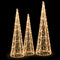 Coast Verlichte Kerstkegelbomen Set van 3 - Warmwit LED - Sterrenslingers - Wit - 81 / 72 / 62 cm (set van 3)