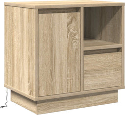 vidaXL - Nachtkastje - met - LED - in - Sonoma - Eiken - 50x34,5x50 - cm