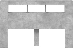 Hoofdeinde met LED 160x18,5x103,5 cm bewerkt hout betongrijs