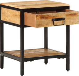 vidaXL - Nachtkastje - 40x35x50 - cm - Massief - Hout - Ruw - Mango