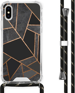 iMoshion Hoesje Geschikt voor iPhone Xs / X Hoesje Met Koord - iMoshion Design Hoesje met Koord - Zwart / Meerkleurig / Goud / Black Graphic
