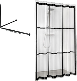 Sealskin Easy Roll - Douchegordijnstangset 90x90x90 cm met douchegordijn 180x200 cm - Zwart / Transparant