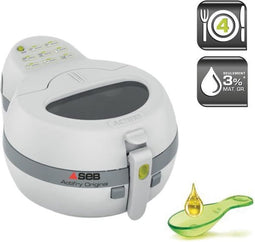 SEB FZ712100 Actifry Elektrisch dikker zonder olie, 3% vetmateriaal, 1 kg verwijderbare tank, 4 personen, gemaakt in Frankrijk, wit