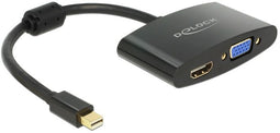 Delock 65553 - Mini DisplayPort naar HDMI en VGA adapter - Geschikt voor resoluties tot 1920 x 1200 - Zwart